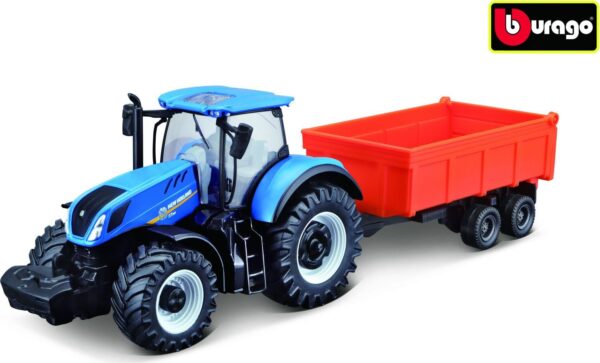 Bburago 1:50 Farm Traktor New Holland s vlečkou