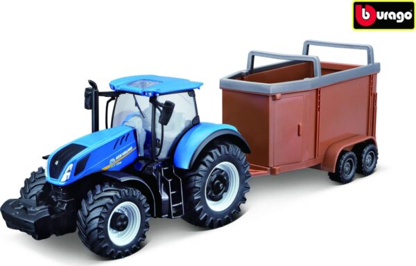 Bburago 1:50 Farm Traktor New Holland s vlečkou pro koně